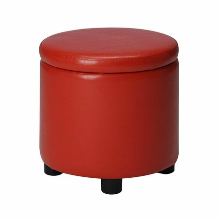 CONVENIENCE CONCEPTS Comfort Round Accent Storage Ottoman in Red HI212442